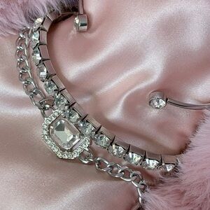 🍾New 3 Piece Luxury Mixed Sterling Silver Cubic Zirconia Clear Gem Bracelet Set🍾